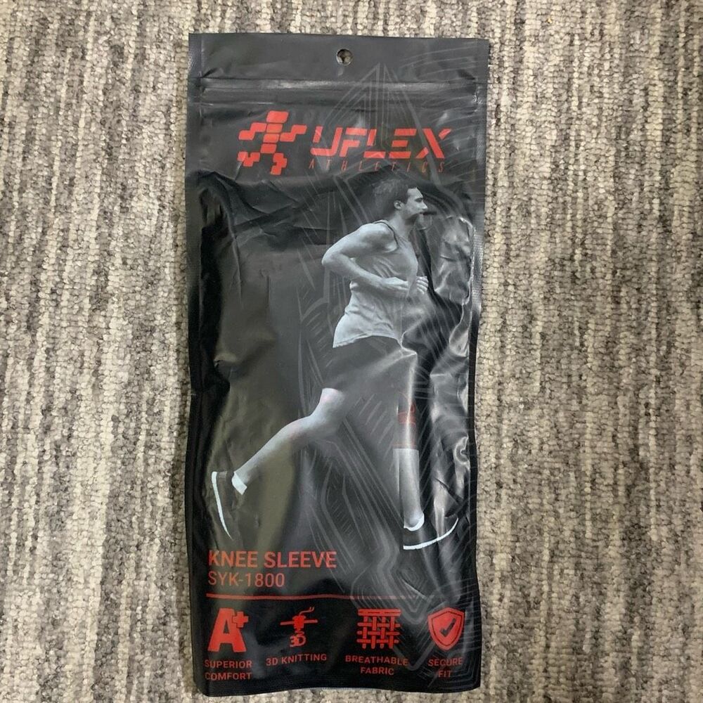 Brand New Uflex Men's Large Black‎ Knee Sleeve Brace Superior Comfort Breathable
